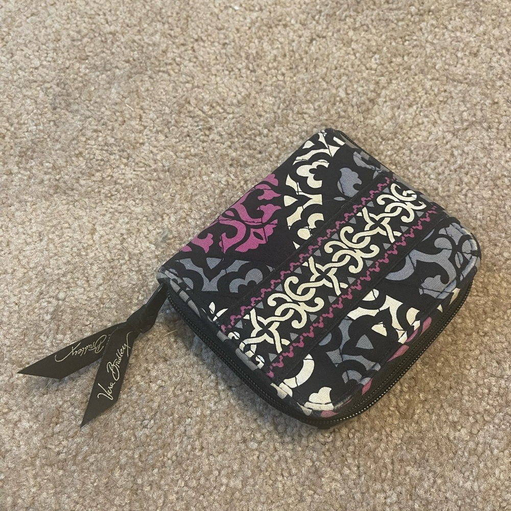 Vera Bradley Black and Purple Patterned Wallet